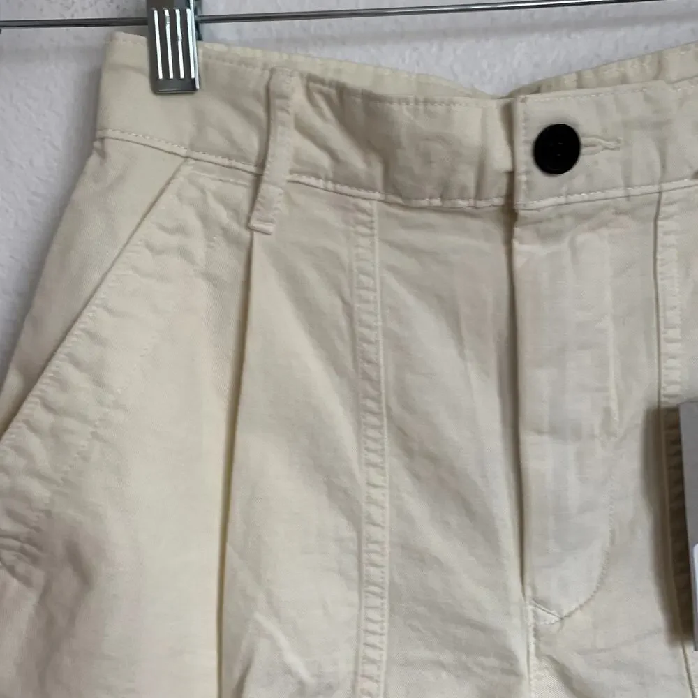NWT‎ Everlane Sz 0 The Tourist High Waist Rolled Hem Shorts in Bone Ivory White